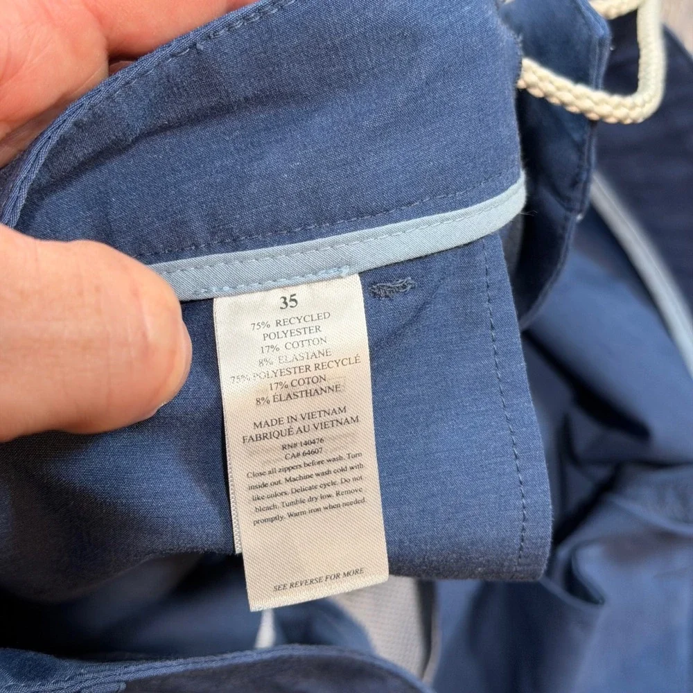 Faherty All Day Shorts Mens 35 Blue Hybrid Performance Quick Dry 9